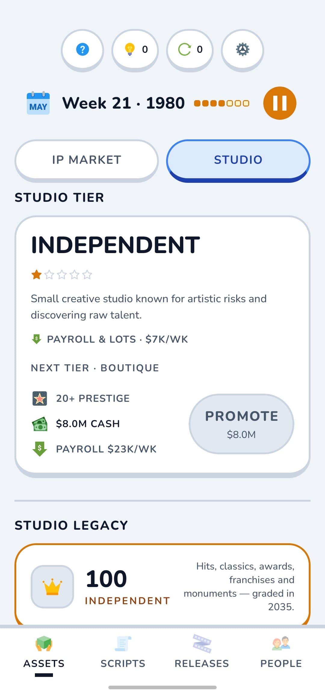 Climb five studio tiers
